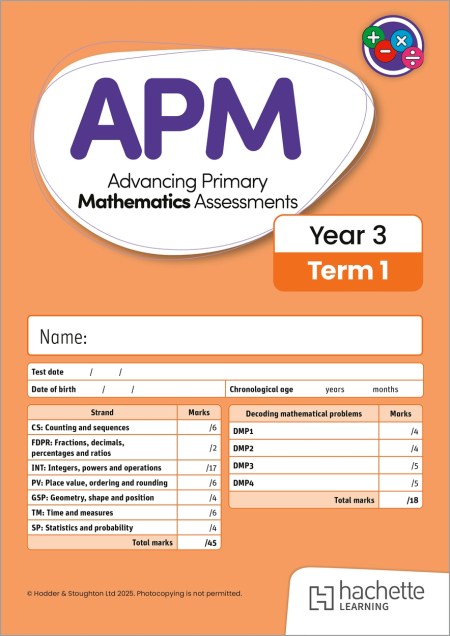 Advancing Primary Mathematics Assessments, Year 3 Term 1, 10pk